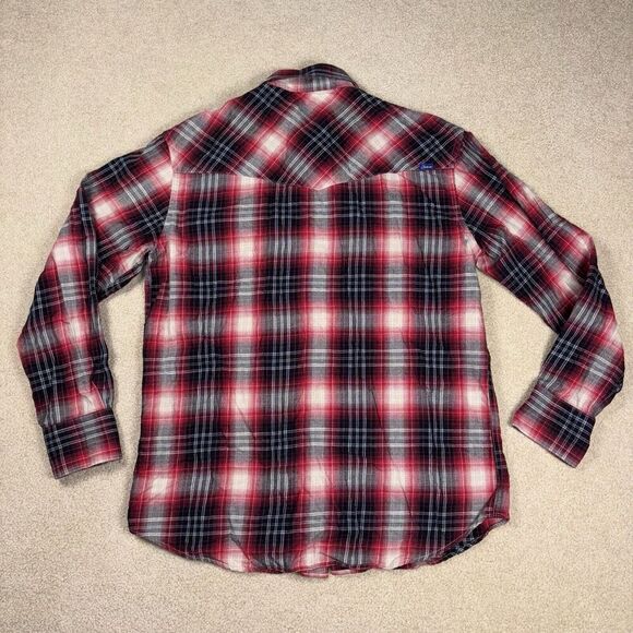 Pendleton Pearl Snap Shirt Mens Medium Red Merino Wool Pima Austin Lucky Brand - Picture 9 of 10